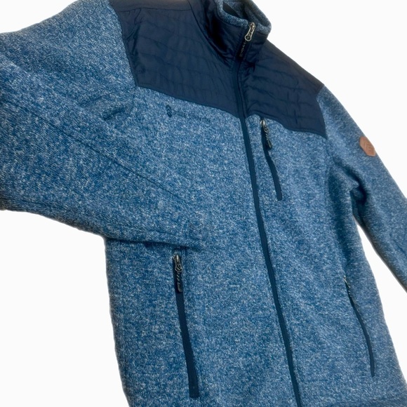 Free Country Men's Frore II Knit Fleece Jacket Sz Medium Blue Full Zip Collared - Picture 9 of 15